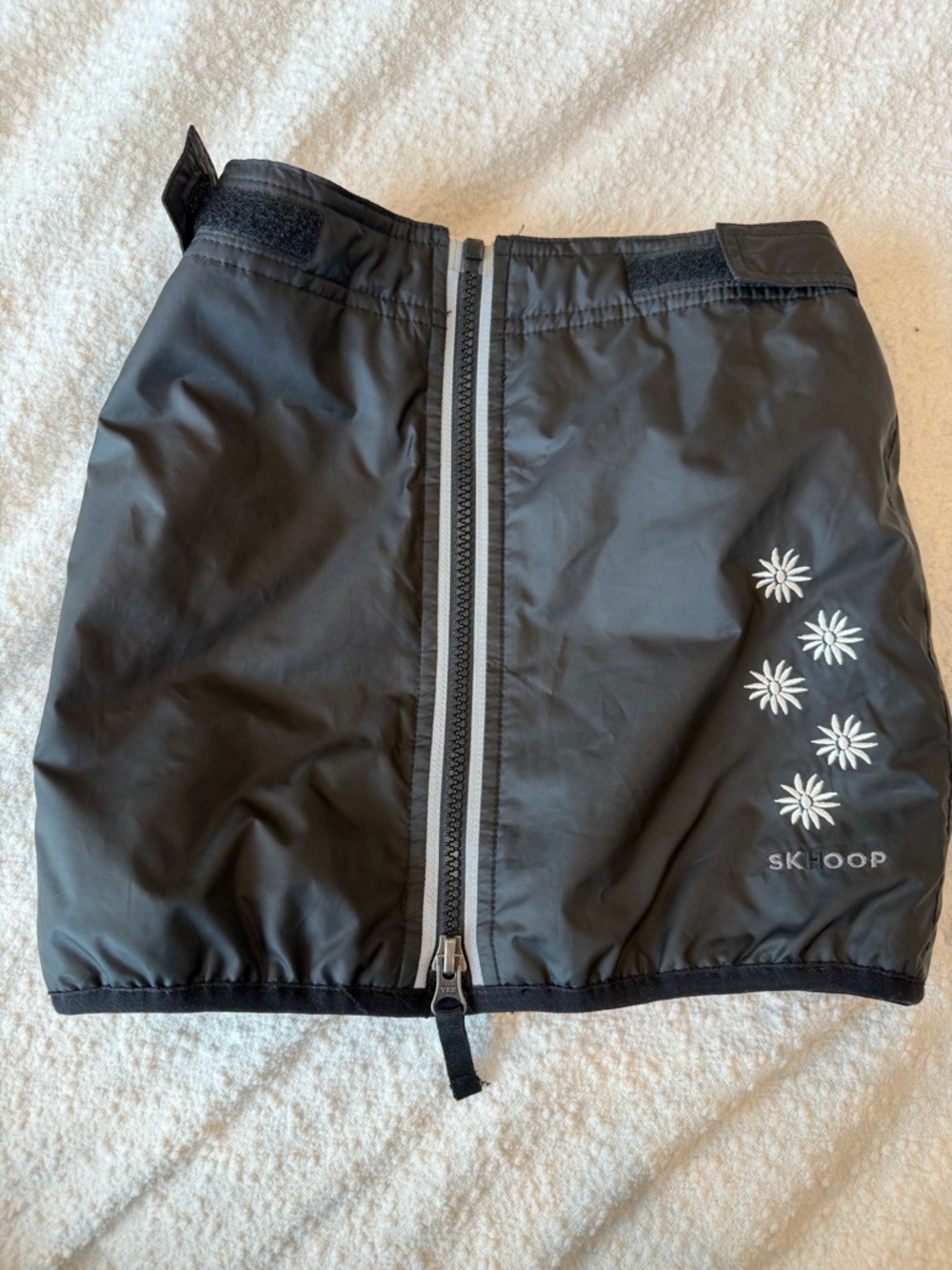 Skhoop Black Zip Front Down Skirt with Floral Detail
